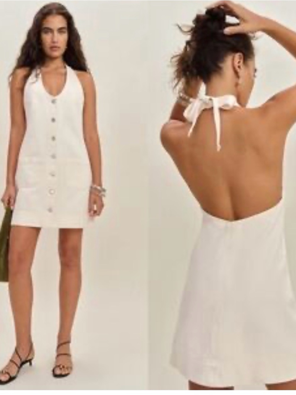 Reformation Brittany Denim Halter Mini Dress